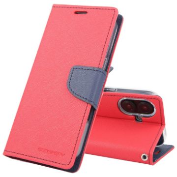 GOOSPERY FANCY DIARY Cross Texture Leather Phone Case for iPhone 16 - Red - 1