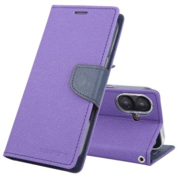 iPhone 16 GOOSPERY FANCY DIARY Cross Texture Leather Phone Case Purple - 1