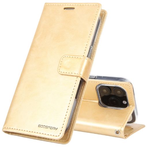 GOOSPERY BLUE MOON Crazy Horse Leather Case for iPhone 16 Pro - Gold - 1