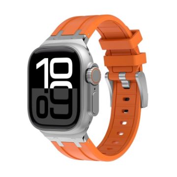 AP Silicone Watch Band for Apple Watch Series 10 42mm - Silver Orange - 1