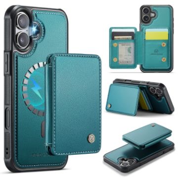 JEEHOOD J05 Business Magnetic RFID Leather Phone Case (Blue Green) - 1