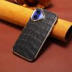 iPhone 16 Denior Crocodile Texture Genuine Leather Electroplating Phone Case - 2