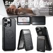 iPhone 16 Suteni TXWH18 Carbon Fiber Wallet Case (Black) - 6