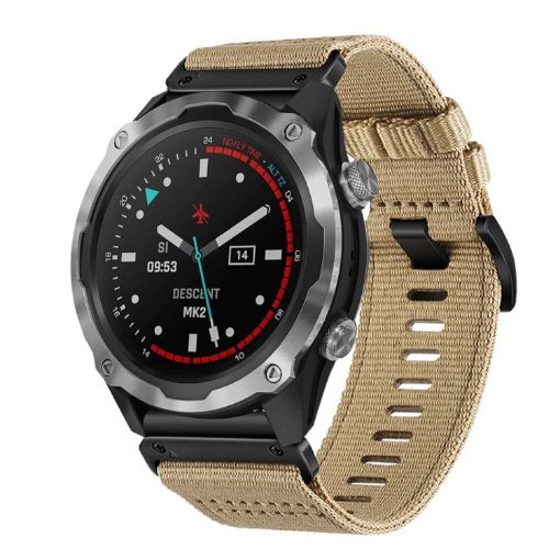 Garmin Descent MK2/MK2i Nylon Canvas Quick Release 26mm Watch Band - Khaki - 1
