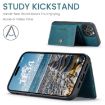 iPhone 16 Pro Max JEEHOOD J01 Retro Magnetic Detachable Wallet Phone Case Blue - 4