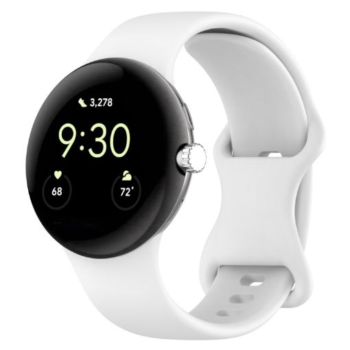 Google Pixel Watch 3 45mm Silicone Watch Band - White - 1