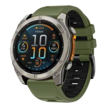Garmin 22mm Quick Release Silicone Watch Band - Army Green Black - 1