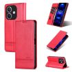 OPPO A3x 4G Red Leather Phone Case - Magnetic Calf Texture Flip - 1
