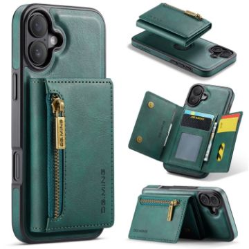iPhone 16 DG.MING M5 Series Zip RFID Multi Card Detachable Leather Phone Case - 1