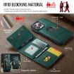 iPhone 16 Pro DG.MING M5 Series Zip RFID Multi Card Detachable Leather Phone Case Green - 4