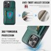 iPhone 16 Pro DG.MING M5 Series Zip RFID Multi Card Detachable Leather Phone Case Green - 5