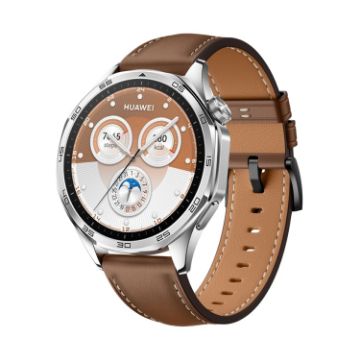 Huawei Watch GT 5 46mm Black Buckle Leather Band - Brown - 1
