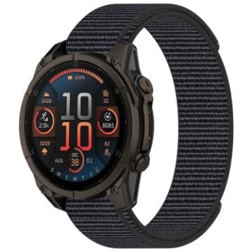 Garmin Fenix 8 AMOLED 51mm Nylon Hook and Loop Fastener 26mm Watch Band Gray - 1