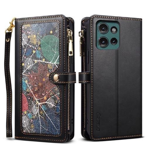 Motorola Moto G75 5G ESEBLE Star Series Lanyard Zipper Wallet RFID Leather Case - 1