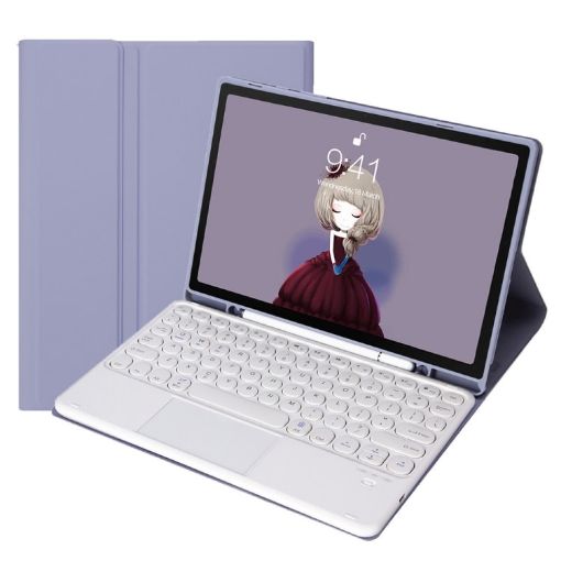 Samsung Galaxy Tab S6 Lite 10.4" Bluetooth Keyboard Leather Case Purple - 1