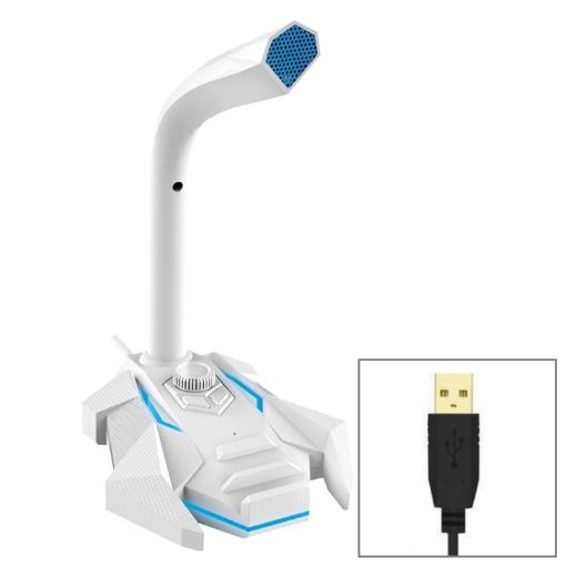 GK Desktop USB Dual Mic Condenser Microphone - White + Blue - 1