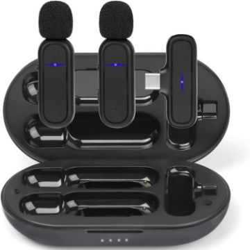 Wireless Lavalier Microphone with Noise Reduction & Charging Case - 1