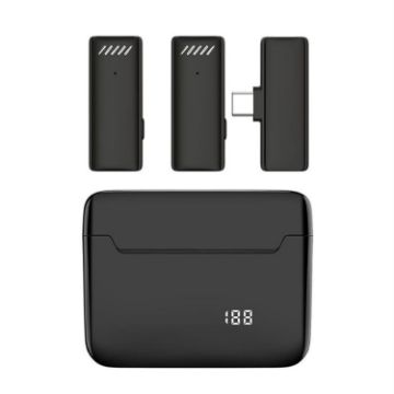 S13 Dual Microphone USB-C Wireless Lavalier with Charging Case - 1