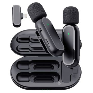 Wireless Lavalier Microphone with Charging Box - Noise Reduction - 8 Pin Interface - 1