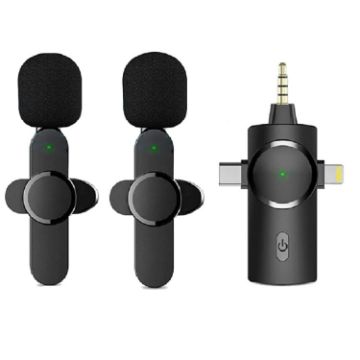 One by Two 3 in 1 Lavalier Wireless Microphone for iPhone/Android - 1