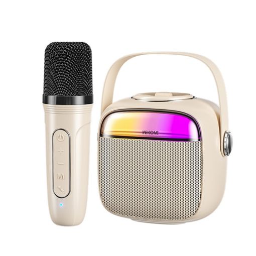 WK D43 Mini Karaoke Bluetooth Speaker - Beige - 1