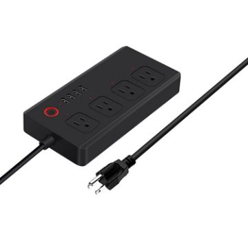 ZigBee SM-SO301-U 2500W Smart Power Strip, 4 Holes + 4 USB (Black) - 1