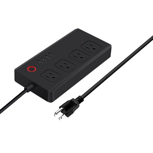 ZigBee SM-SO301-U 2500W Smart Power Strip, 4 Holes + 4 USB (Black) - 1