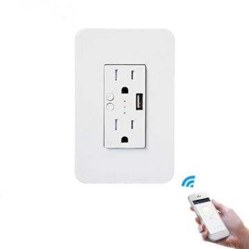 WIFI Smart Wall Socket 120 Type with USB, American Model, Voice Control - 1