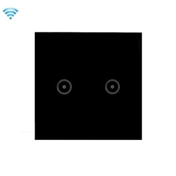 Wifi Wall Touch Panel Switch, Black 2 Gang, Zigbee, Voice Control - 1