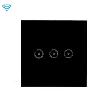 Black 3 Gang Wifi Touch Panel Switch, Voice & Mobile Control - 1