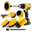 8 In 1 Electric Drill Crevice Brush Car Wash Tool Set, Model B (Yellow) - 1