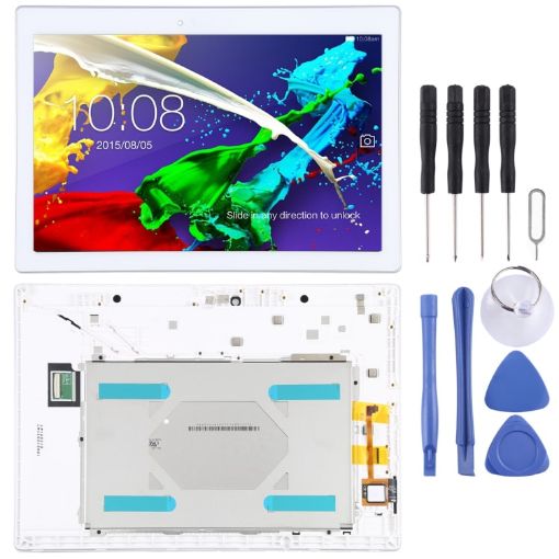 OEM LCD Screen for Lenovo Tab 2 A10-70 Series with Frame (White) - 1