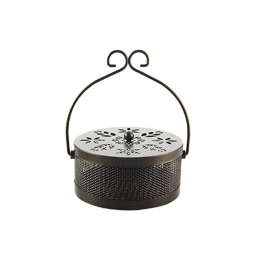 Portable Fireproof Mosquito Coil Box with Lid - Bronze - 1