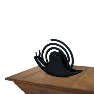 Black Snail Shape Fireproof Mosquito Coil Tray & Rack - 1