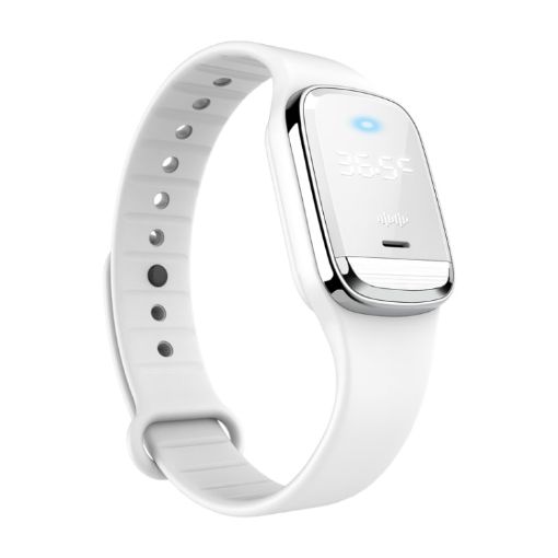 M20 White Outdoor Mosquito Repellent Wristband with Temp & Clock - 1