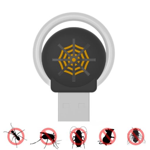 USB Ultrasonic Car Mouse & Mosquito Repellent with Light (Black) - 1