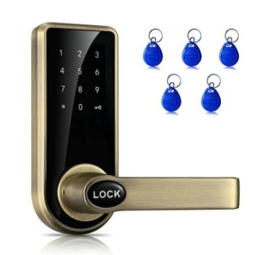 Red Bronze Zinc Alloy Electronic Door Lock with Key & Sensor - 1