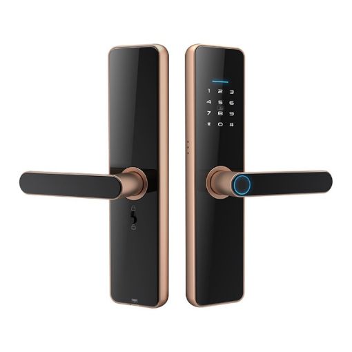 C91 Tuya Smart Bronze WiFi Fingerprint Password Door Lock - 1