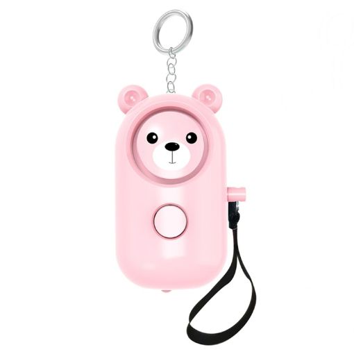 Bear Style Pink 130dB LED Personal Alarm Ring for Outdoor Safety - 1