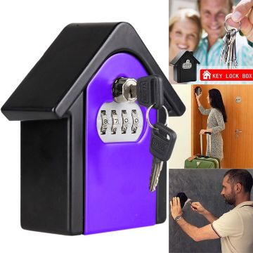 Purple Hut Shape Password Lock Security Box with 1 Key - 1