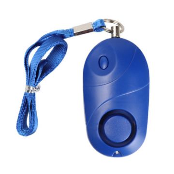 Blue Personal Alarm Safety Device with Flashlight & Neck Strap - 1