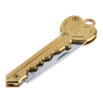 Gold Mini Key Knife Keychain - Self Defense Multi Tool Keyring - 1