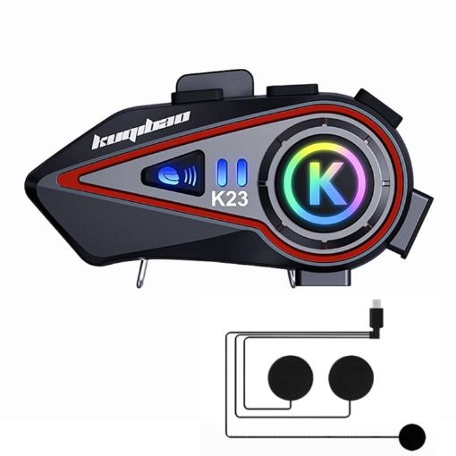 KUQIBAO Bluetooth Motorcycle Helmet Headset w/ Light & Soft Mic - 1
