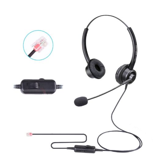 VT200D Double Ears Operator Headset With Mic, Crystal Head Tuning - 1