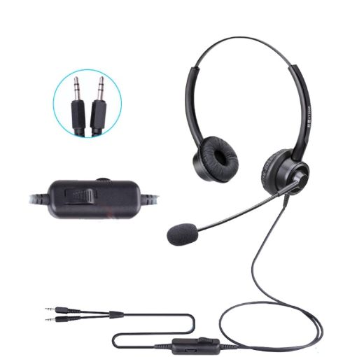 VT200D Double Ears Operator Headset with Mic, PC Double Plug - 1