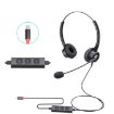 VT200D Type-C Double Ears Telephone Headset with Mic and Answer Key - 1