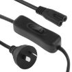 AU Plug 2 Prong Power Cord with 304 Switch, 1.2m Black - 2