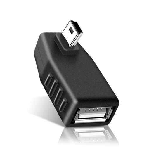Mini USB Male to USB 2.0 AF Right Angle OTG Adapter (Black) - 1