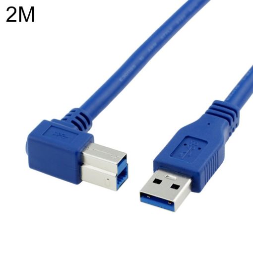 USB 3.0 A to Right Angle B Male Printer Cable, 2m High Speed - 1