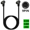 Mini DIN 9 Pin Audio Adapter, Double Curved 0.5m Cable (Black) - 2
